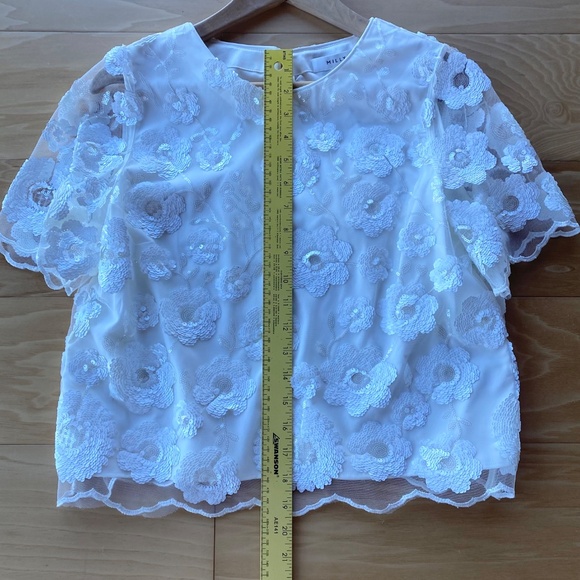 Milly Women Floral Cascading Sequin Top NWT - Picture 2 of 10